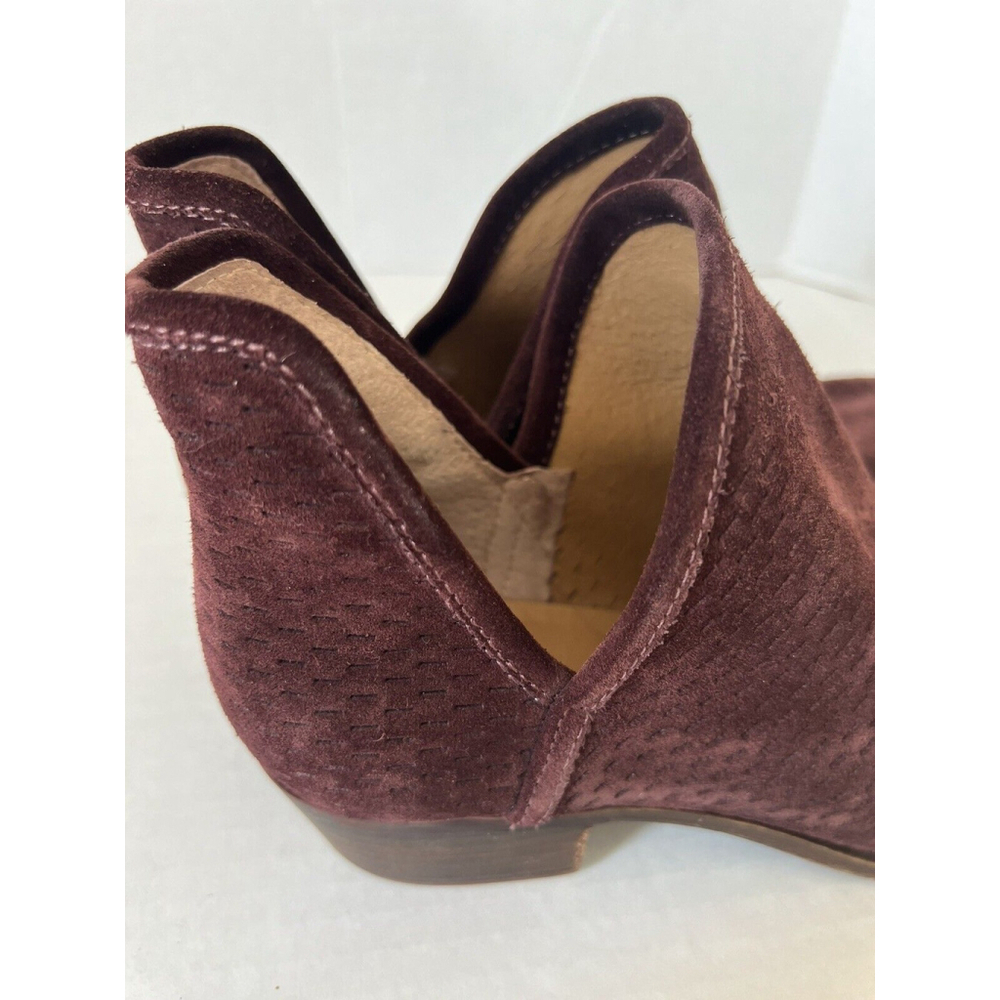 Lucky Brand Ankle Booties Womens 7 Baley Maroon Suede Leather Perforated Boots - Picture 4 of 8
